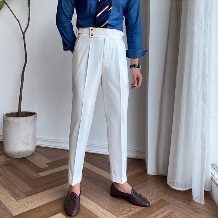 Ellingham™ | Men’s British High-Waist Slim Work Pants | White / 29 | Toronty Ottawa
