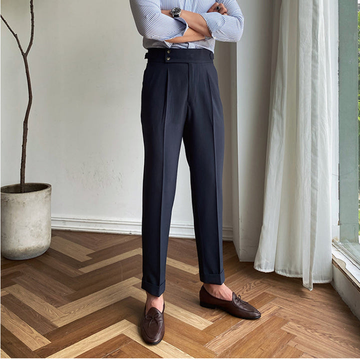 Ellingham™ | Men’s British High-Waist Slim Work Pants | White / 29 | Toronty Ottawa
