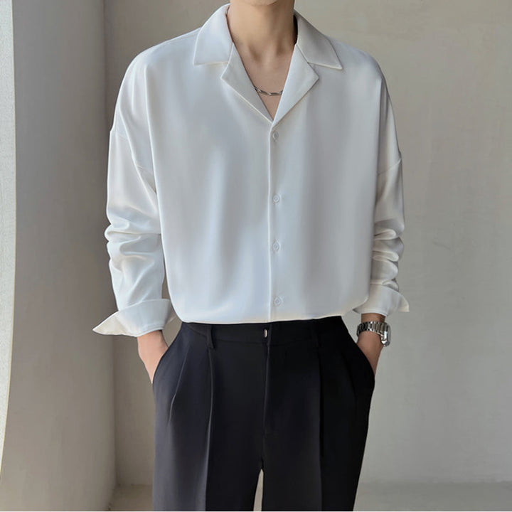 Beaumont™ | Men’s British Cuban Collar Relaxed Shirt | White / S(US)/M(Japan) | Toronty Ottawa