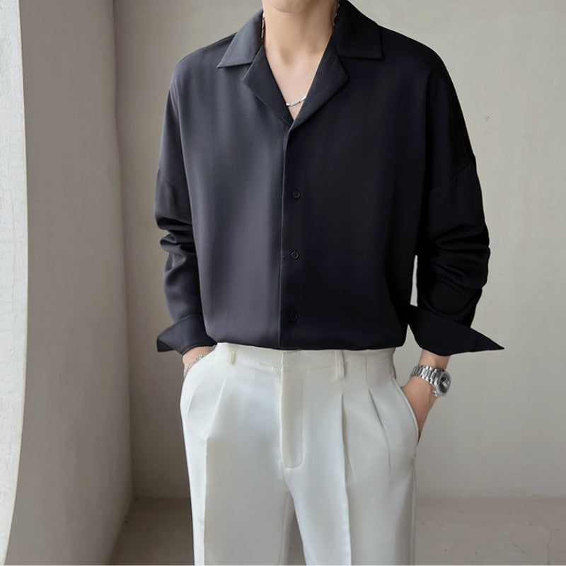 Beaumont™ | Men’s British Cuban Collar Relaxed Shirt | Apricot / S(US)/M(Japan) | Toronty Ottawa