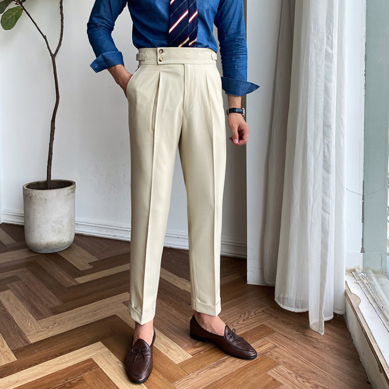 Ellingham™ | Men’s British High-Waist Slim Work Pants | White / 29 | Toronty Ottawa