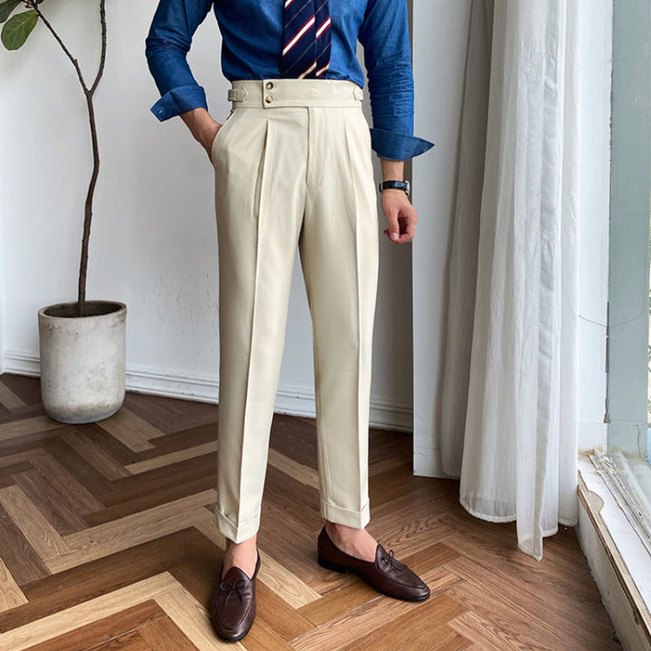 Ellingham™ | Men’s British High-Waist Slim Work Pants | White / 29 | Toronty Ottawa