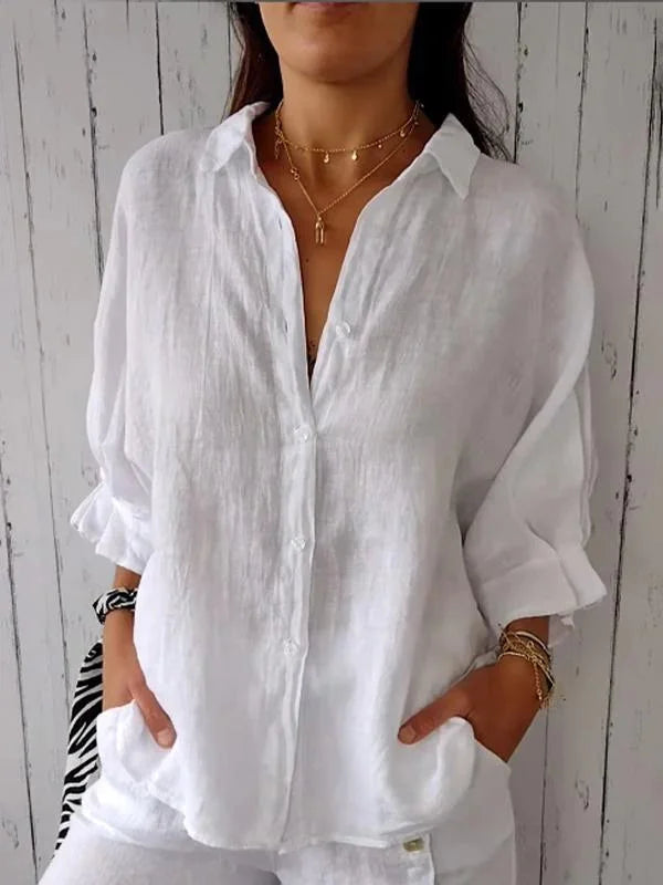 Hannah – Timeless Button-Up Shirt | White / S | Toronty Ottawa