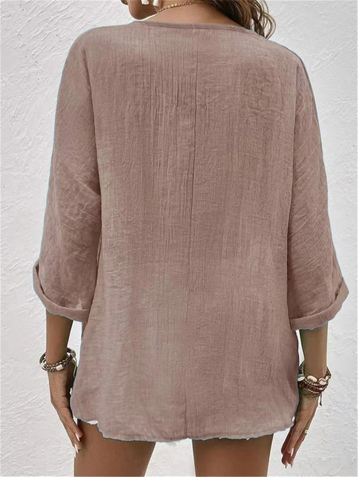 Chloe – Tailored Ease V-Neck Top | Blue / S | Toronty Ottawa