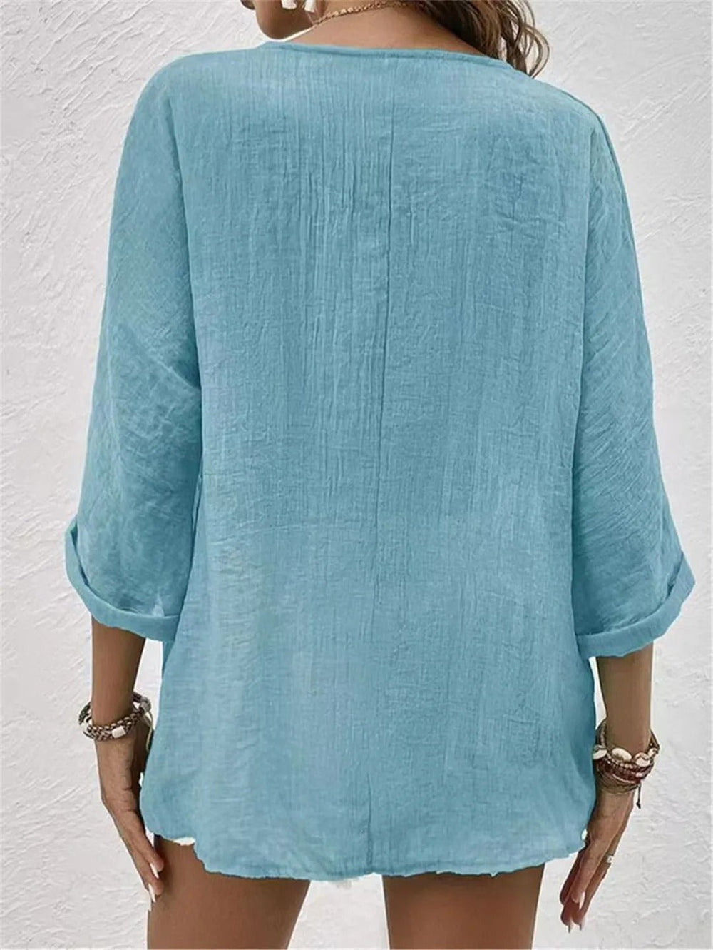 Chloe – Tailored Ease V-Neck Top | Blue / S | Toronty Ottawa
