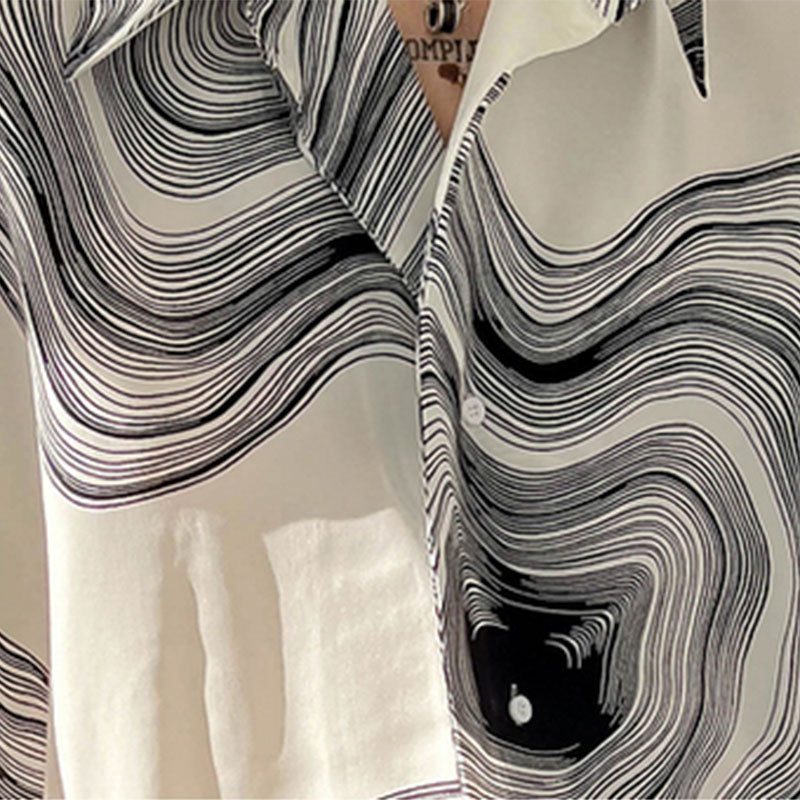 Verdanza™ | Men’s Geometric Drape Short Sleeve Shirt | White / M | Toronty Ottawa