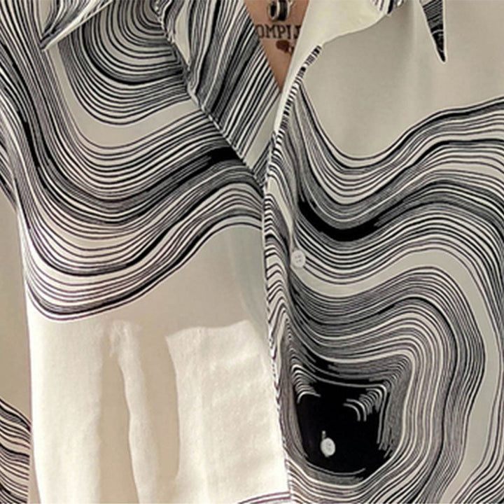 Verdanza™ | Men’s Geometric Drape Short Sleeve Shirt | White / M | Toronty Ottawa