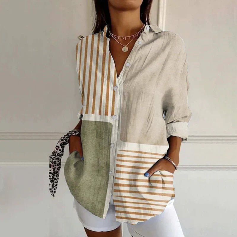 Jenna – Light Cotton Everyday Blouse | Beige / S | Toronty Ottawa