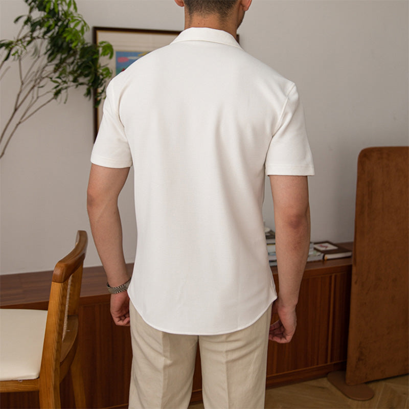 Galvano™ | Men’s Wide Cuban Collar Stretch Shirt | Green / XS(US)/M(Japan) | Toronty Ottawa
