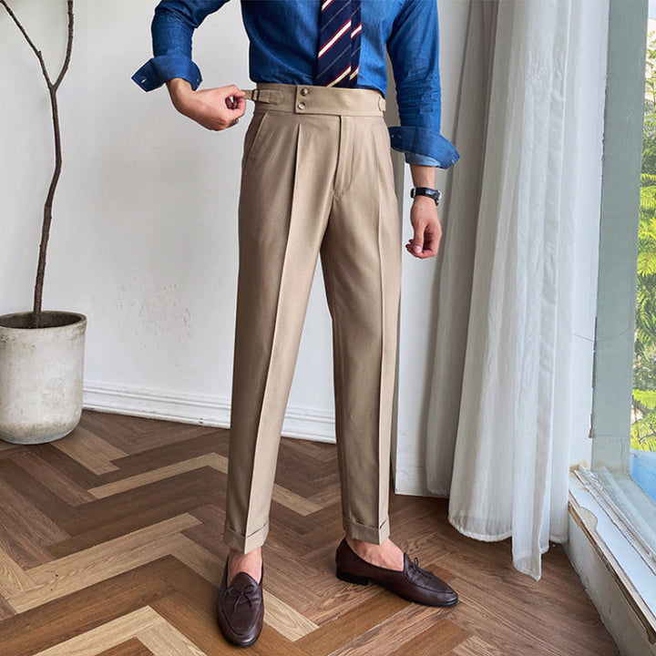 Ellingham™ | Men’s British High-Waist Slim Work Pants | White / 29 | Toronty Ottawa