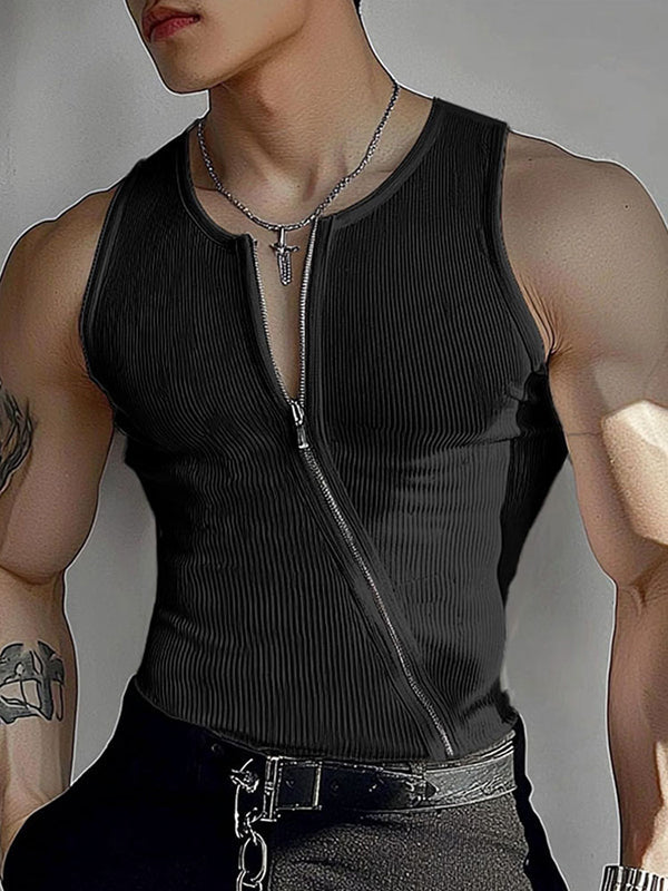 AxelEdge™ | Men’s Asymmetrical Zip-Up Tank Top | Black / S | Toronty Ottawa