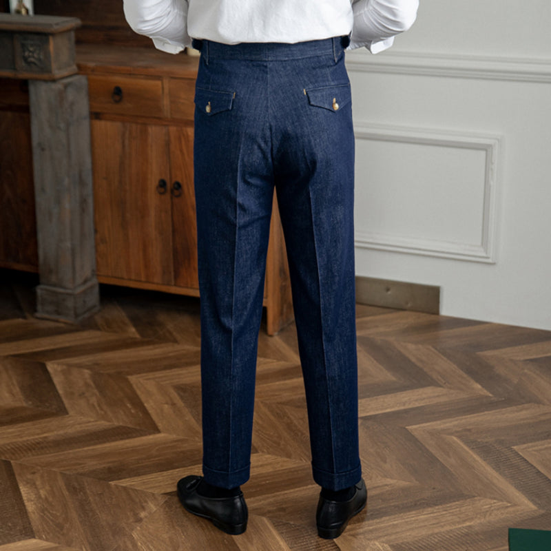 Stratford™ | Men’s Retro High-Waist Slim Denim Pants | Blue / 29 | Toronty Ottawa