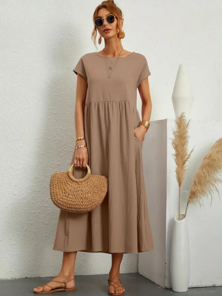FioraLune Cotton Summer Dress | Khaki / S | Toronty Ottawa