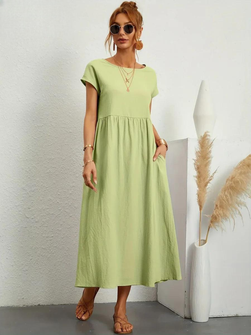 FioraLune Cotton Summer Dress | Dark Green / S | Toronty Ottawa
