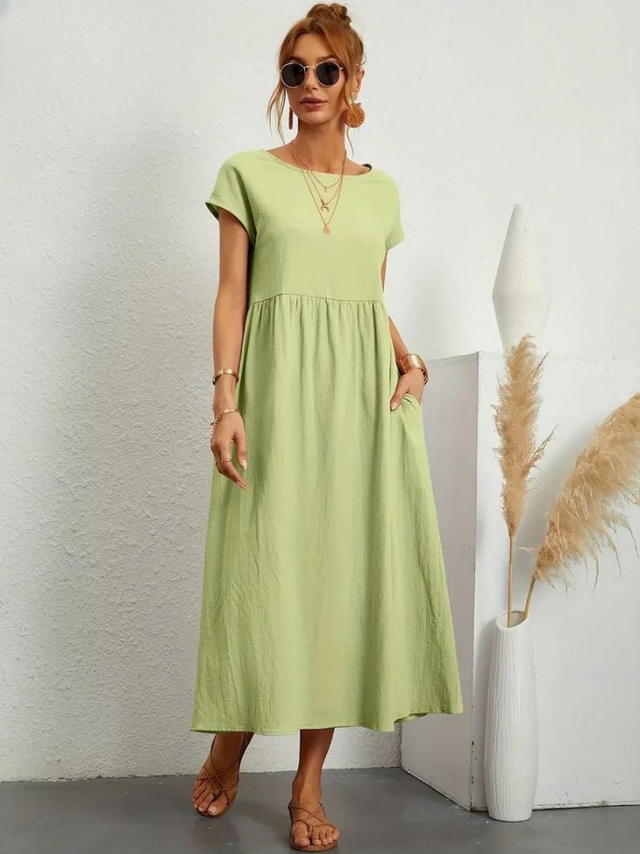 FioraLune Cotton Summer Dress | Dark Green / S | Toronty Ottawa