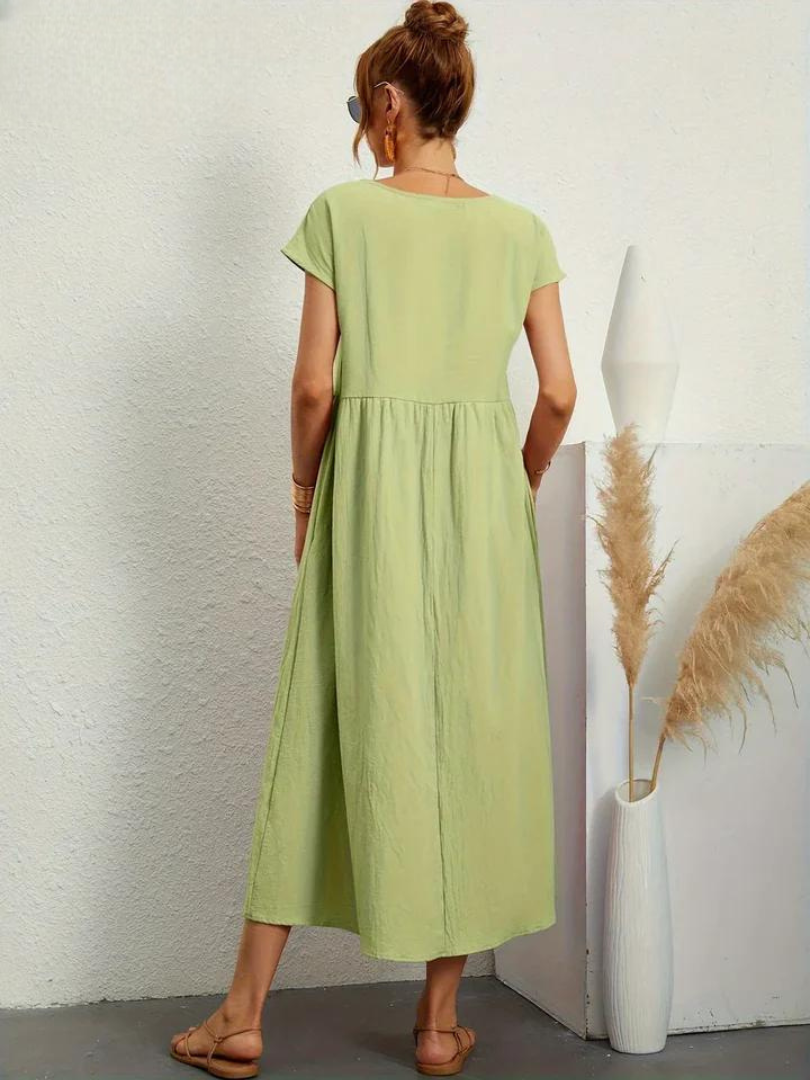 FioraLune Cotton Summer Dress | Dark Green / S | Toronty Ottawa
