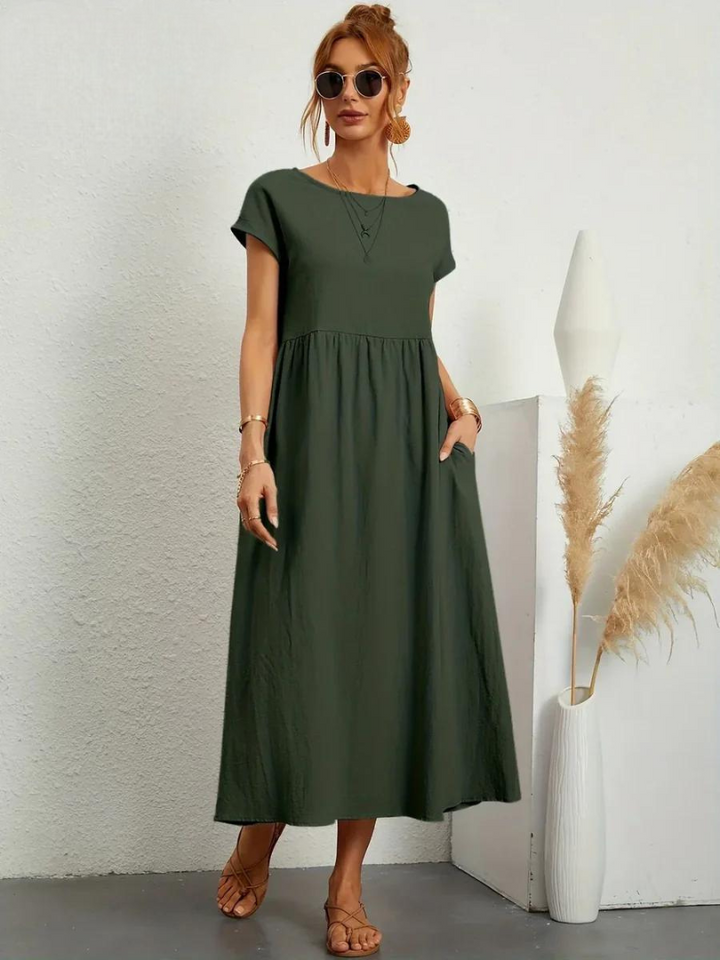 FioraLune Cotton Summer Dress | Dark Green / S | Toronty Ottawa