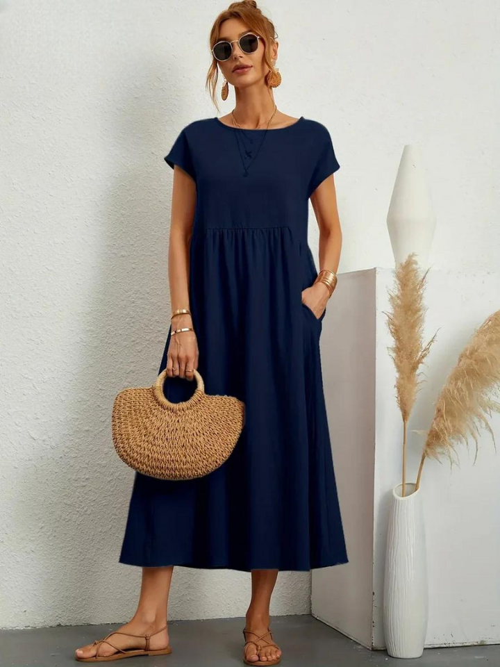 FioraLune Cotton Summer Dress | Dark Blue / S | Toronty Ottawa