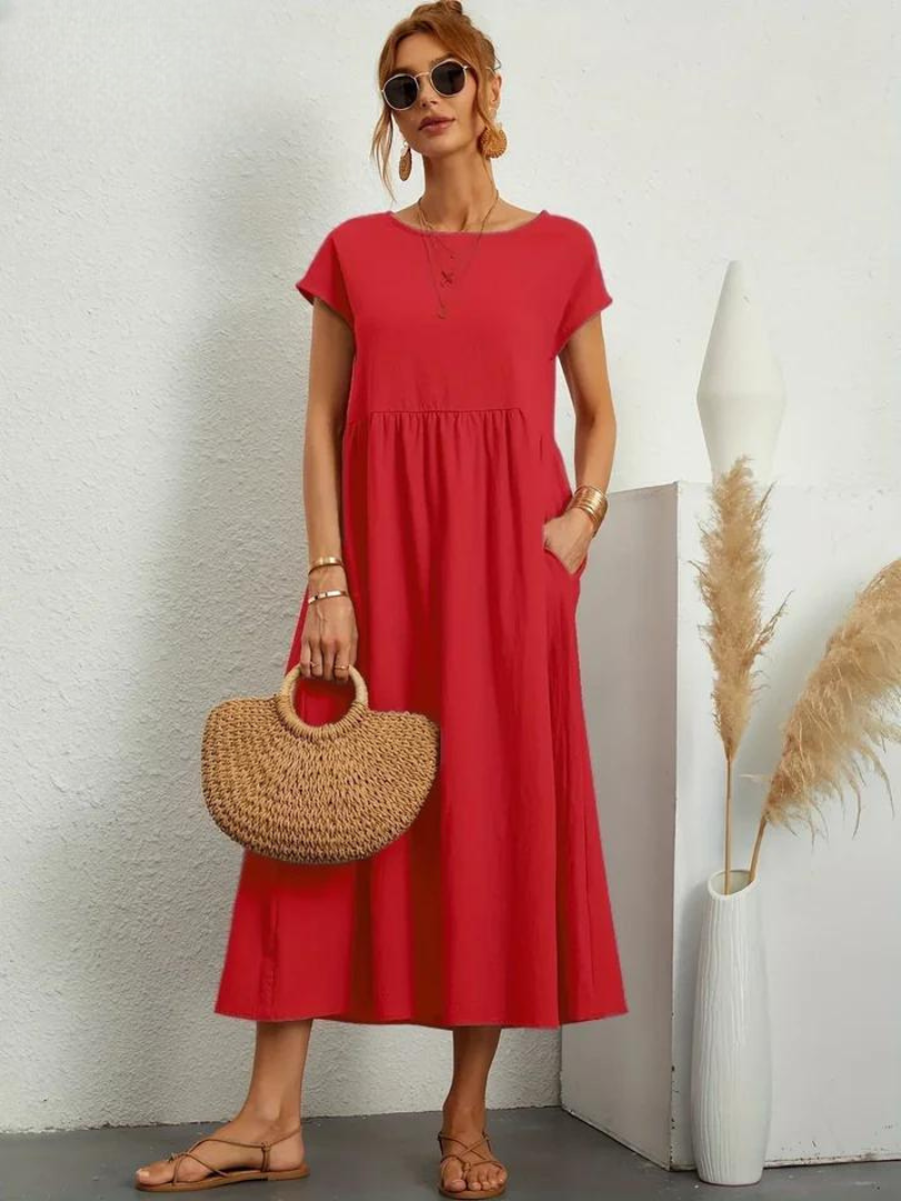 FioraLune Cotton Summer Dress | Red / S | Toronty Ottawa