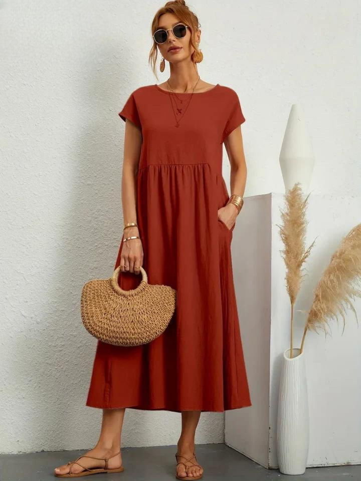 FioraLune Cotton Summer Dress | Brown / S | Toronty Ottawa
