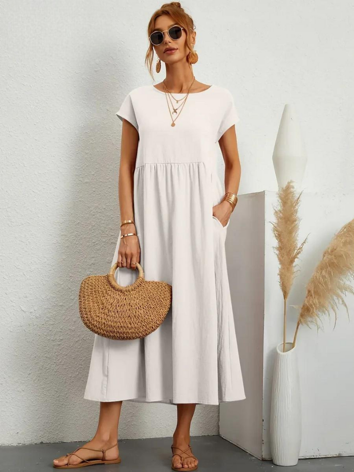 FioraLune Cotton Summer Dress | White / S | Toronty Ottawa