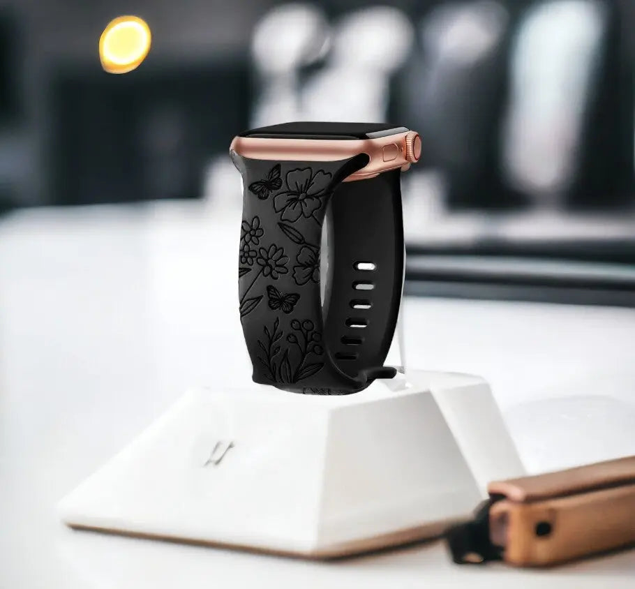 NoirBlossom™ | Black Floral | 38/40/41 / Fits Every Wrist | Toronty Ottawa