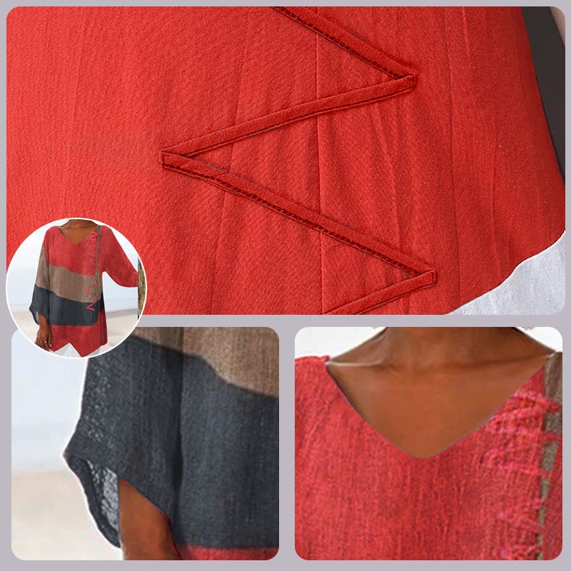 Arista™ | Artistic V-Neck Brushstroke Tunic | Red / S | Toronty Ottawa