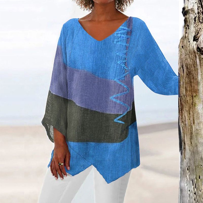 Arista™ | Artistic V-Neck Brushstroke Tunic | Blue / S | Toronty Ottawa