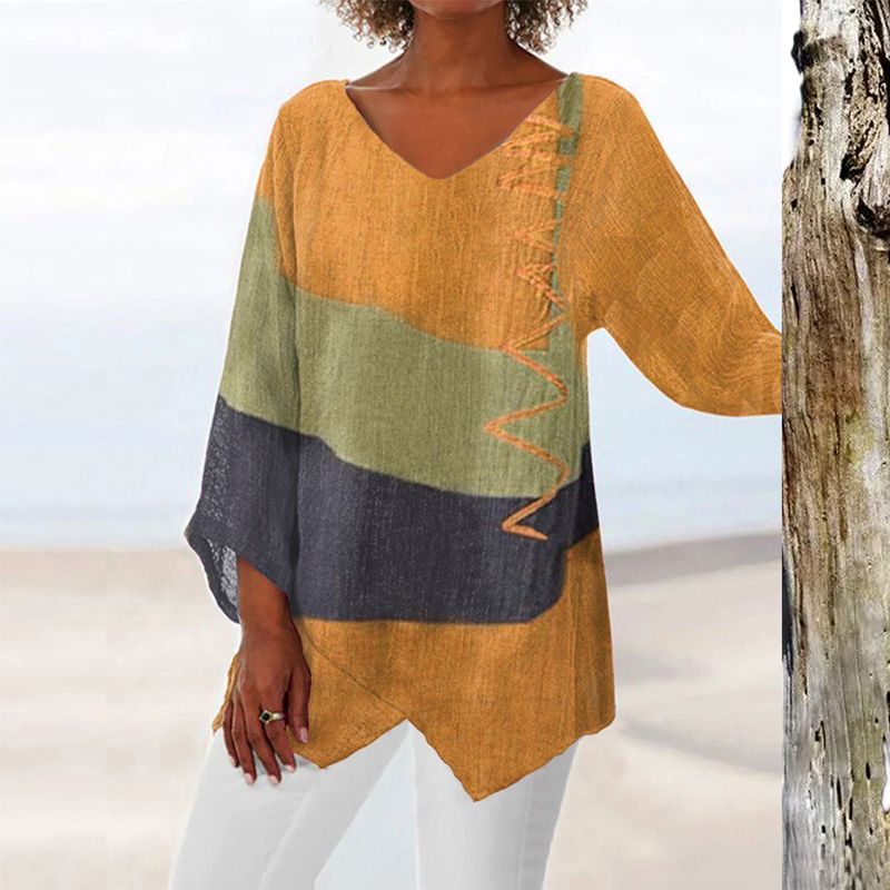 Arista™ | Artistic V-Neck Brushstroke Tunic | Yellow / S | Toronty Ottawa
