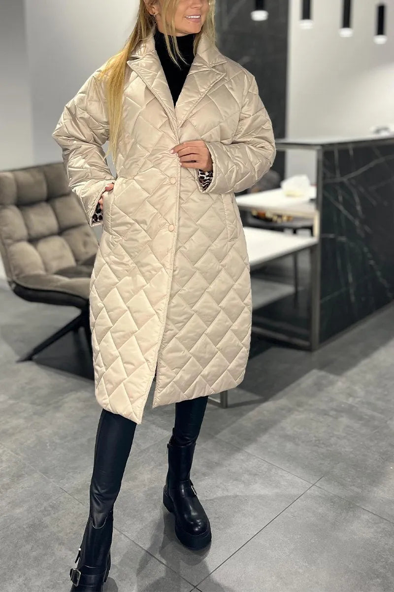 Sara | Reversible Quilted Coat with Leopard Lining