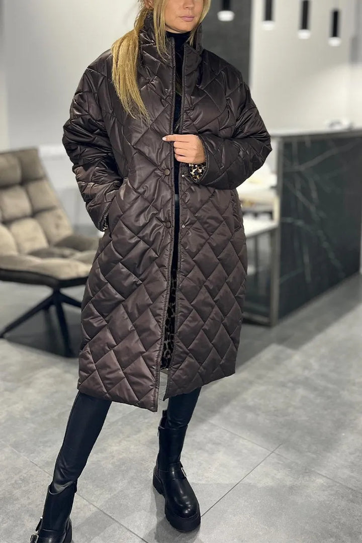 Sara | Reversible Quilted Coat with Leopard Lining