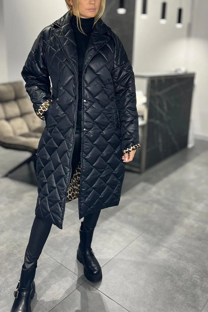 Sara | Reversible Quilted Coat with Leopard Lining