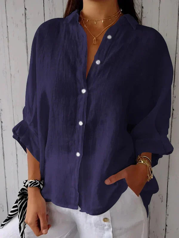 Hannah – Timeless Button-Up Shirt | Blue / S | Toronty Ottawa