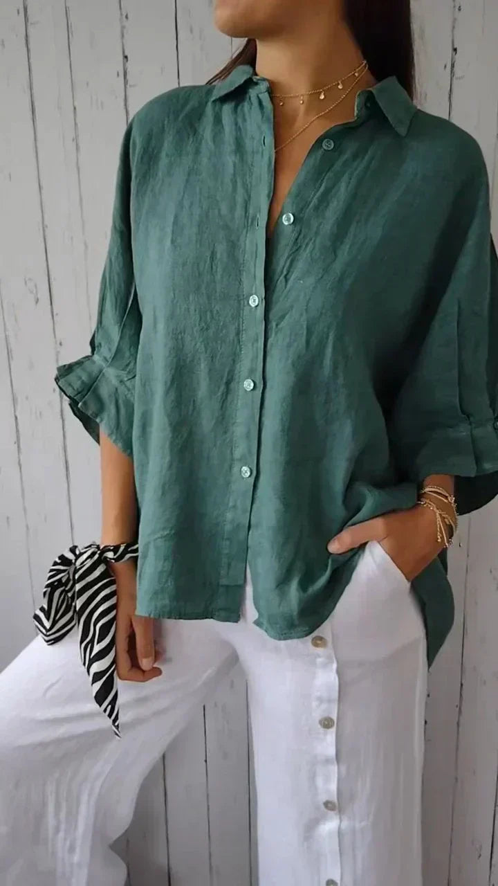 Hannah – Timeless Button-Up Shirt | Green / S | Toronty Ottawa