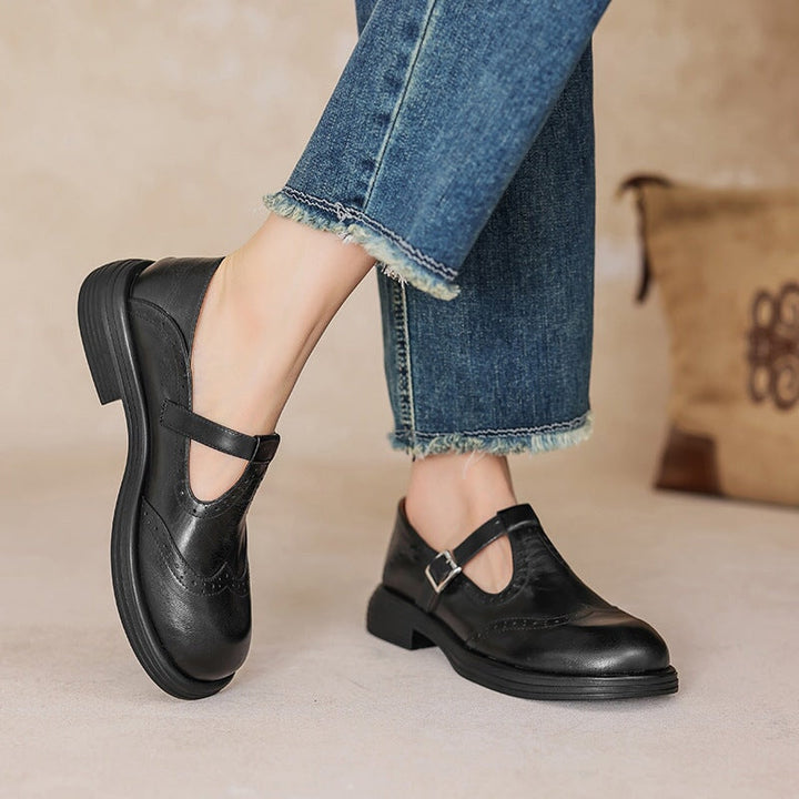 Elodie | Genuine Leather Mary Jane Flats