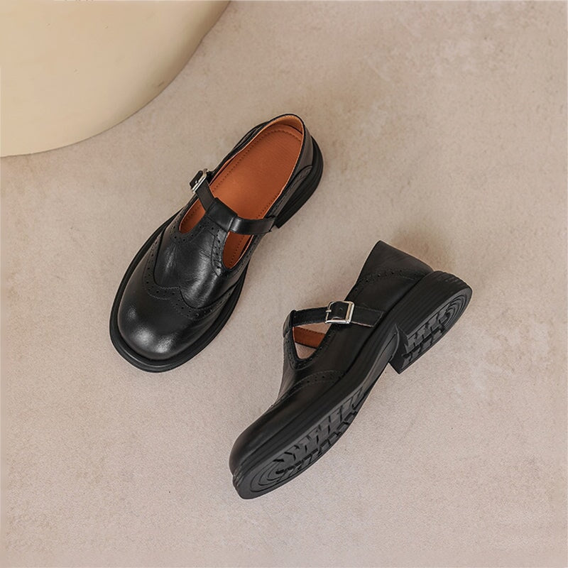 Elodie | Genuine Leather Mary Jane Flats