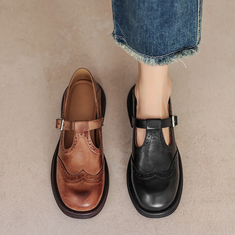 Elodie | Genuine Leather Mary Jane Flats