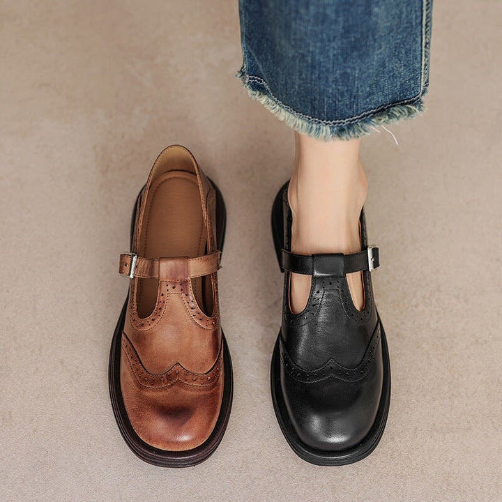 Elodie | Genuine Leather Mary Jane Flats