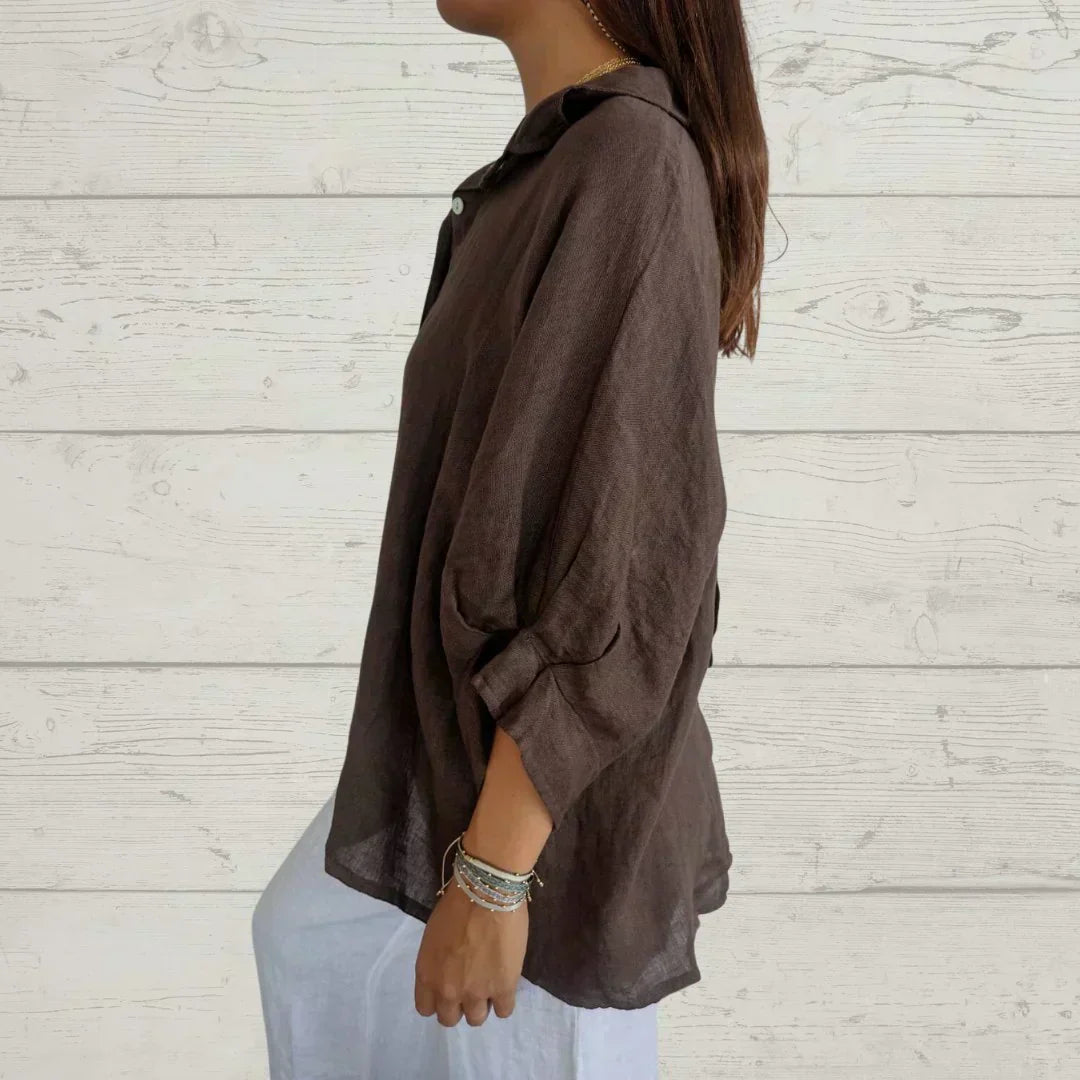 Hannah – Timeless Button-Up Shirt | Blue / S | Toronty Ottawa