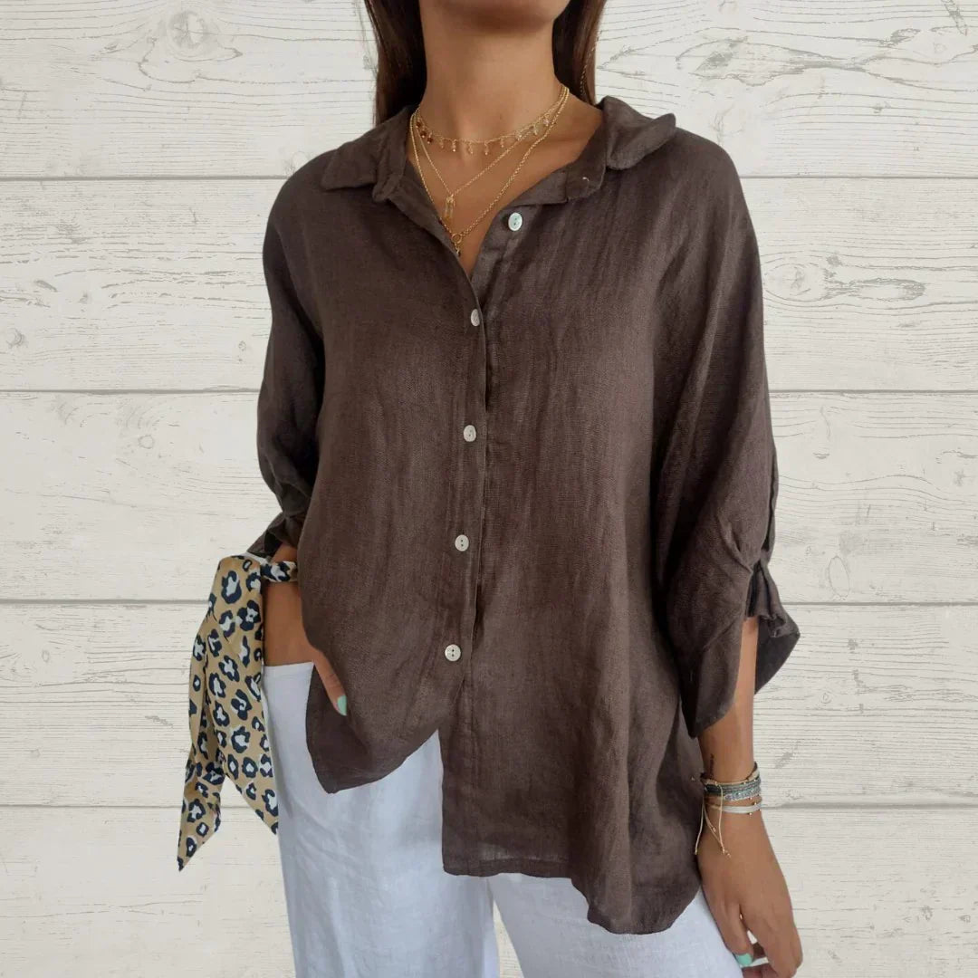 Hannah – Timeless Button-Up Shirt | Brown / S | Toronty Ottawa