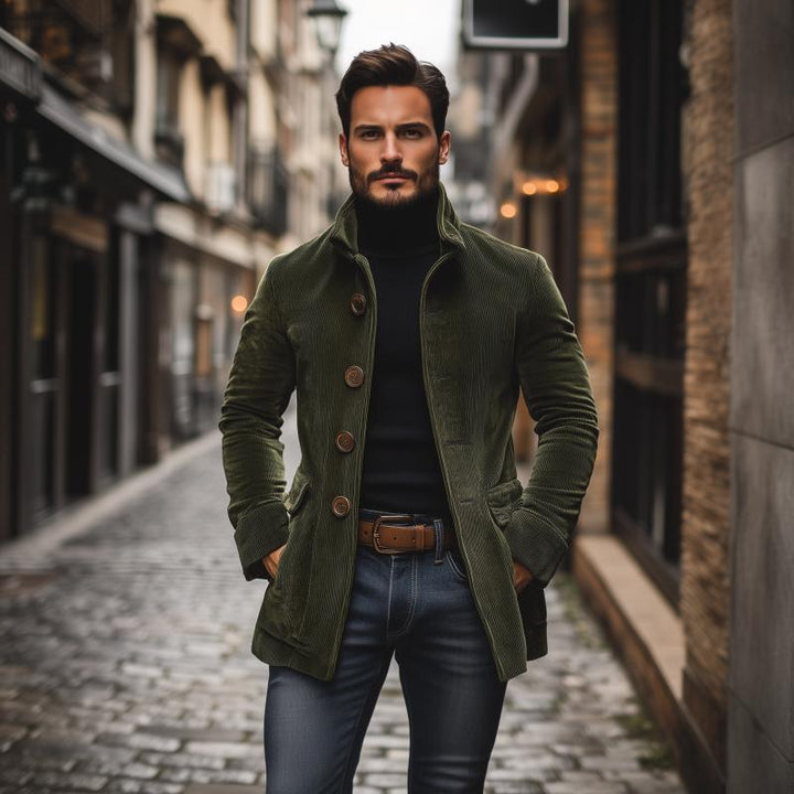 Bexley™ Heritage Corduroy Stand Collar Coat | Army Green / S | Toronty Ottawa