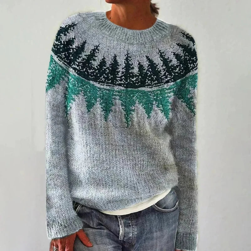 YASMINE™ - RETRO AUTUMN SWEATER | Blue / Green / S | Toronty Ottawa