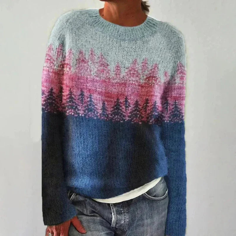 YASMINE™ - RETRO AUTUMN SWEATER | Blue / Pink / S | Toronty Ottawa