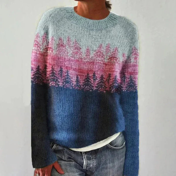 YASMINE™ - RETRO AUTUMN SWEATER | Blue / Pink / S | Toronty Ottawa