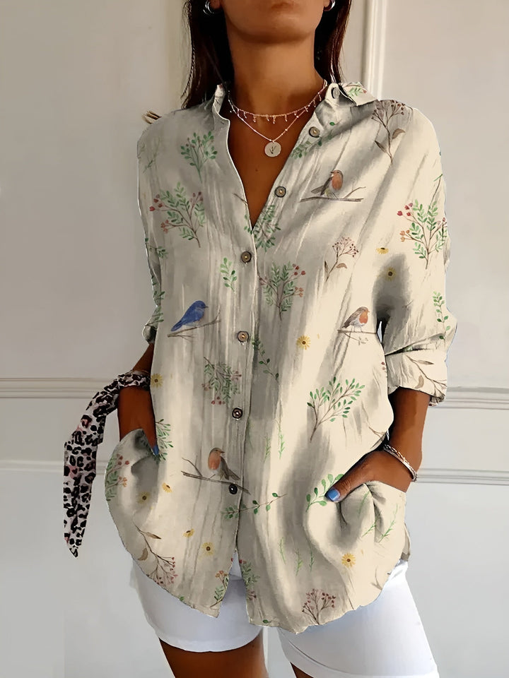 Julia – Soft Bloom Everyday Blouse | Beige / S | Toronty Ottawa