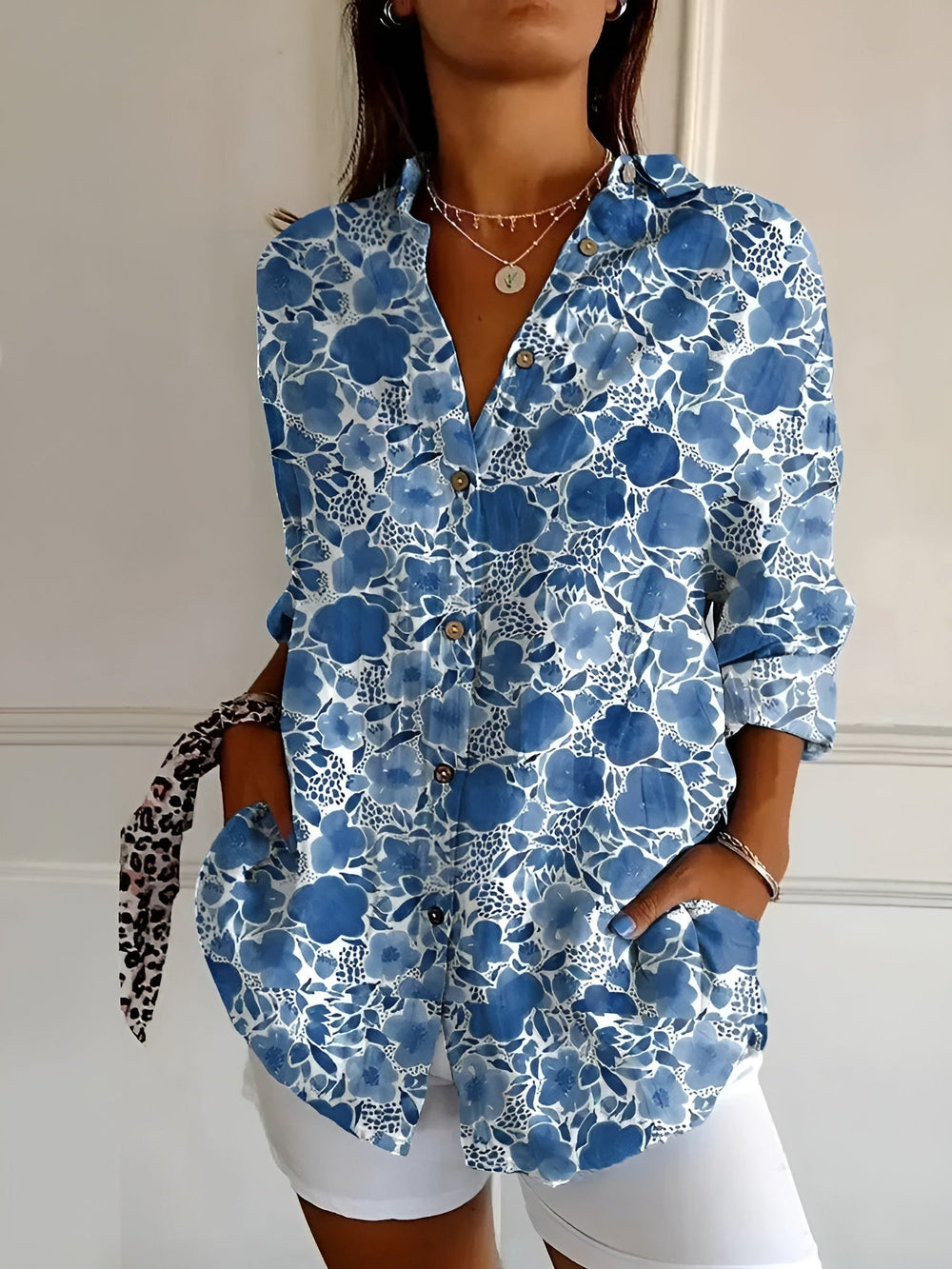 Julia – Soft Bloom Everyday Blouse | Dark Blue / S | Toronty Ottawa