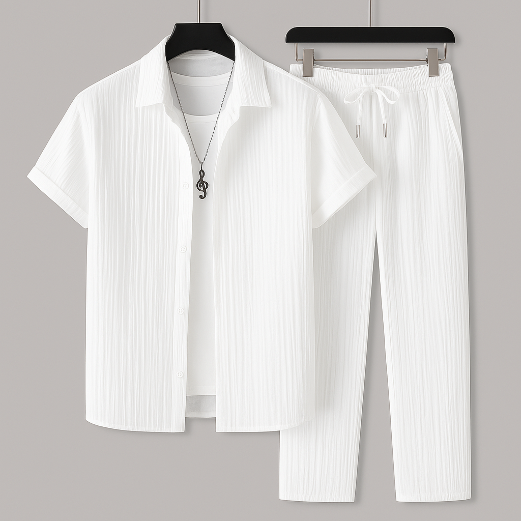 Havenford™ | Men’s Relaxed Linen Set | White / XS | Toronty Ottawa