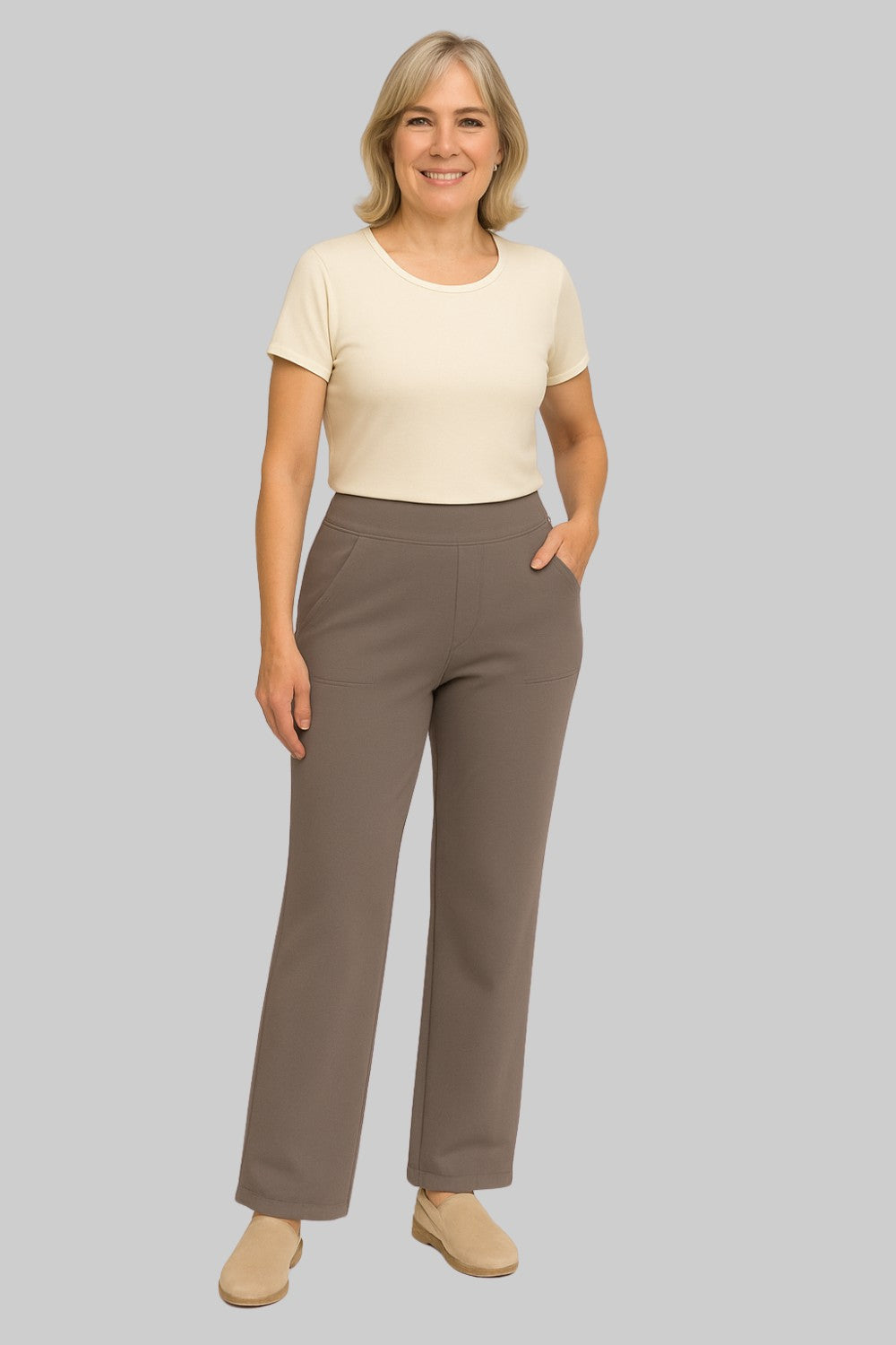 Livia™ | Everyday Comfort Stretch Pants | Taupe / S | Toronty Ottawa